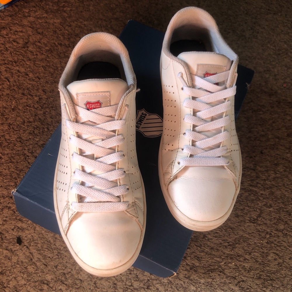 K-Swiss White Women Court Casper Low Sneakers with Perforated Sides